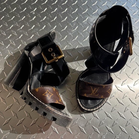 Louis Vuitton Monogram Star Trail Slingback Heels in Black 36 - Picture 1 of 10